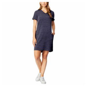 32 Degrees - Stay Cool V-Neck T-Shirt Dress | Size Small | Heathered Blue Indigo